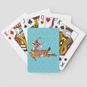 Rotnasen-Rentier Vintage-Kunst Spielkarten