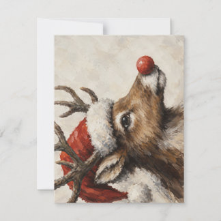 Rotnasen-Weihnachtsrentier-Santa-Hut-Karte Mitteilungskarte