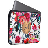 Rotnavy Wasserfarbenflora Muster Kupfer Monogramm Laptopschutzhülle (Vorne Rechts)