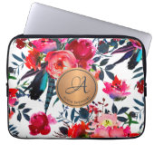 Rotnavy Wasserfarbenflora Muster Kupfer Monogramm Laptopschutzhülle (Vorderseite)