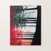 Rotnebel deckt Schwarzwald-Silhouette ab Puzzle (Vertikal)