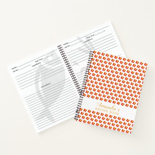 Rotorange Blume Muster Blumenrezeptur Notizblock (Innenseite)
