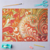 Rotorange Gelbbrokade Seidenpapier (Basteln)