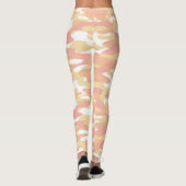 Rotorange Orangengelbe Camouflage Muster Leggings (Rückseite)