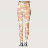 Rotorange Orangengelbe Camouflage Muster Leggings (Vorderseite)