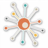 Rotorange Türkis Atomische Sternexplosion Retro Aufkleber (Vorderseite)