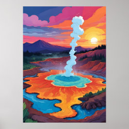 Rotorua Geothermal Landschaft Poster