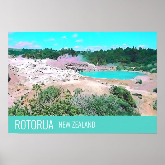 Rotorua heiße Quellen Neuseeland Reiseprint Poster (Vorne)