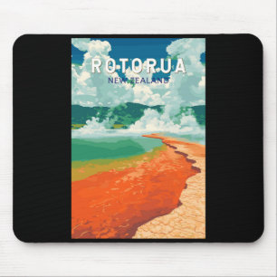 Rotorua Neuseeland Illustration Reise Kunst Retro  Mousepad