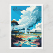 Rotorua Neuseeland Vintage Illustration Postkarte (Vorderseite)