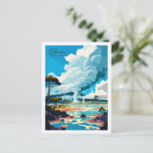 Rotorua Neuseeland Vintage Illustration Postkarte (Stehend Vorderseite)