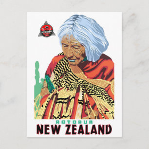 Rotorua Neuseeland Vintage Reiseposter Restauriert Postkarte