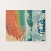 Rotorua New Zealand Illustration Travel Art Retro Puzzle (Horizontal)
