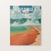 Rotorua New Zealand Illustration Travel Art Retro Puzzle (Vertikal)