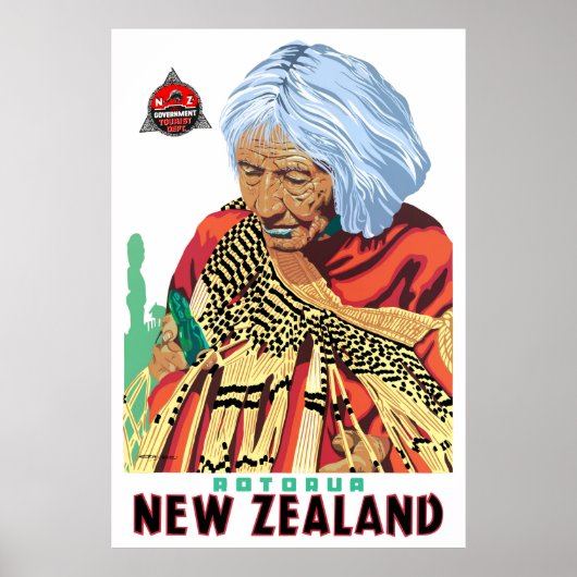 Rotorua New Zealand Vintage Travel Poster restauri (Vorne)