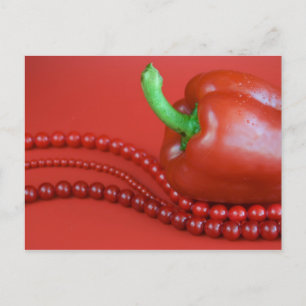 Rotpaprika und Perlen Postkarte