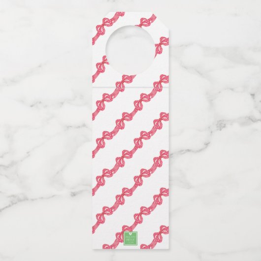 Rotpolka-Dot-Bow-Monogramm-Kränz Flaschenanhänger (Rückseite)