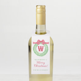 Rotpolka-Dot-Bow-Monogramm-Kränz Flaschenanhänger