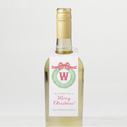 Rotpolka-Dot-Bow-Monogramm-Kränz Flaschenanhänger