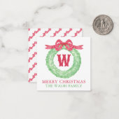 Rotpolka-Dot-Bow-Monogramm-Kränz Mitteilungskarte (Vorderseite/Rückseite Beispiel)