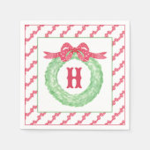 Rotpolka-Dot-Bow-Monogramm-Kränz Serviette (Vorderseite)