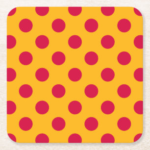 Rotpolka-Punkte auf Gelb Rechteckiger Pappuntersetzer