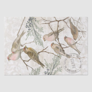 Rotpollenvogel-Zweig-Natur-Decoupage Paris Vintage Seidenpapier