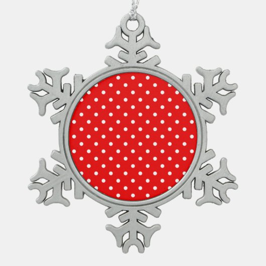 Rotpolster Schneeflocken Zinn-Ornament (Vorderseite)