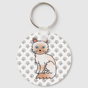 Rotpunkt Birma / Ragdoll Süße Katze & Pfoten Schlüsselanhänger