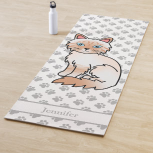 Rotpunkt Birma / Ragdoll Tabby mit Pfoten & Name Yogamatte