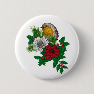 Rotrobin auf Christhmas Dekoration Button
