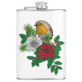 Rotrobin auf Christhmas Dekoration Flachmann (Vorderseite)