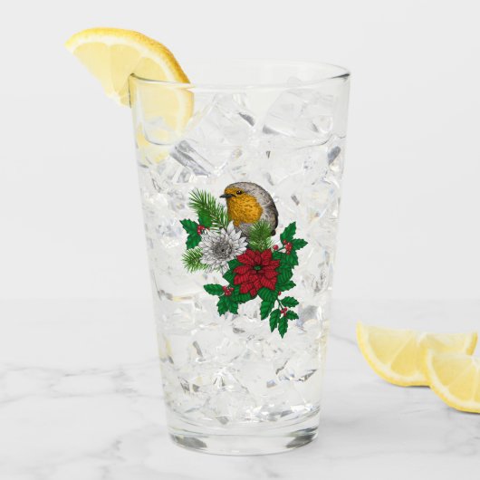 Rotrobin auf Christhmas Dekoration Glas (Vorderseite Ice)