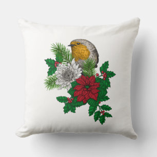 Rotrobin auf Christhmas Dekoration Kissen