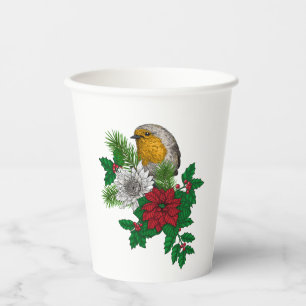 Rotrobin auf Christhmas Dekoration Pappbecher