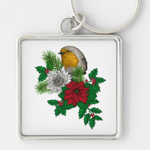 Rotrobin auf Christhmas Dekoration Schlüsselanhänger