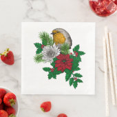 Rotrobin auf Christhmas Dekoration Serviette (Beispiel)