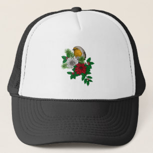 Rotrobin auf Christhmas Dekoration Truckerkappe