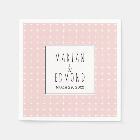 Rotrosa geometrische Typografie Serviette (Vorderseite)