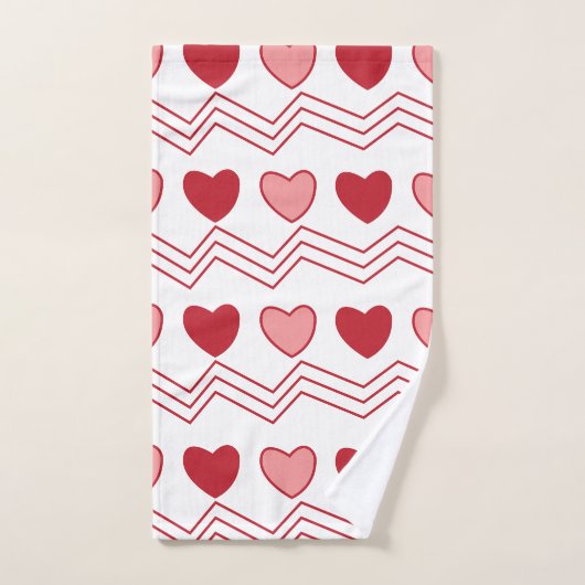Rotrosa Herzchen Valentinisches Muster Badhandtuch Set (Handtuch)