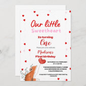 Rotrosa Herzchen Valentinstag Sweetheat Geburtstag Einladung (Vorne/Hinten)