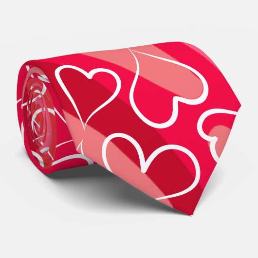 Rotrosa Herzmuster Krawatte (Gerollt)