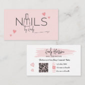 Rotrosa QR CODE Nagelsalon Visitenkarte (Vorne/Hinten)