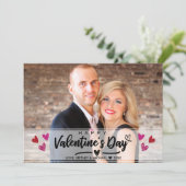 Rotrosa Schokolade Herzchen Valentinstag Fotokarte (Stehend Vorderseite)