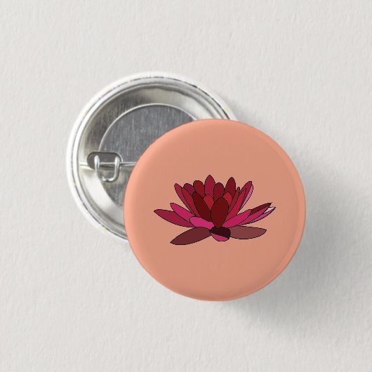 Rotrosa Wasserlilie Button (Vorne & Hinten)