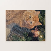 Rots Weihnachts-Gemütlichkeits-Puzzle Puzzle (Horizontal)