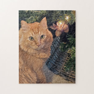 Rots Weihnachts-Gemütlichkeits-Puzzle Puzzle