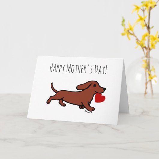 Rotsamer Muttertag der Dackel Karte (Gelbe Blume)