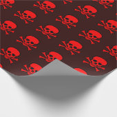 Rotschädel und Kreuzknochen Geschenkpapier (Ecke)