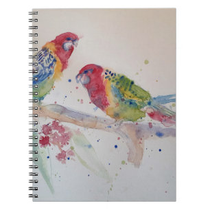 Rotscheckrosella-Papagei Aquarell-Malerei Notizblock
